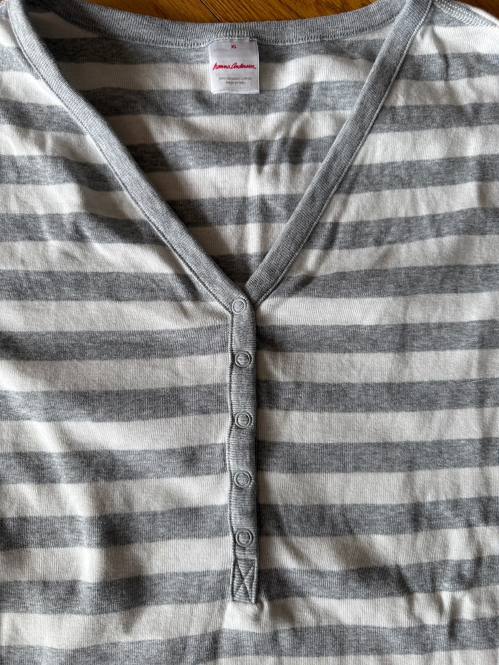 Hanna Andersson Organic Heather Gray White Striped Pajamas Adult Womens Set XL - Picture 2 of 11